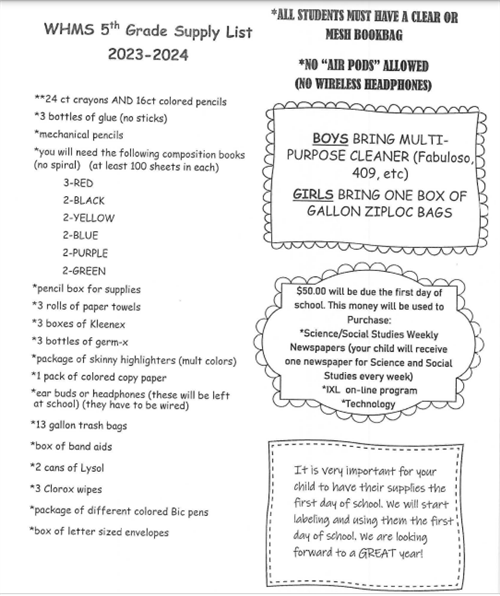 supply lists